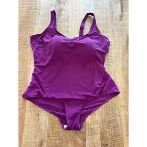 Swim365 Women's Purple One Piece Swimsuit Built In Bra Adjustable Straps Size 28